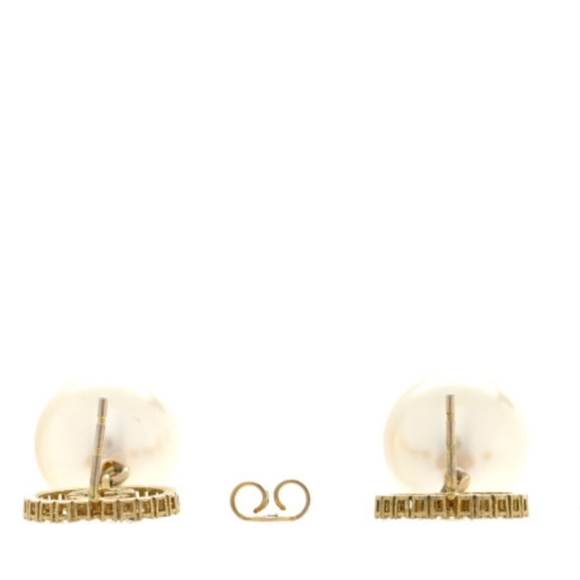 Auth Gucci Metal Crystal Pearl Interlocking G Earrings - Picture 4 of 5